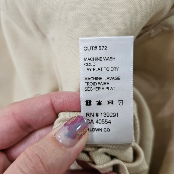 BLDWN Sz M Button Up Tie Waist Collared Morris Trench Coat Dress in Studio Beige - Picture 14 of 14
